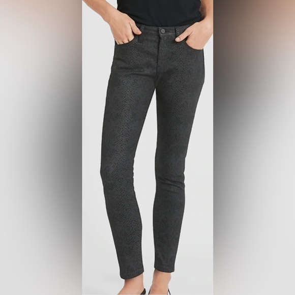 Banana Republic $110 NWT 27/4 P coated snakeskin mid-rise skinny ankle jeans - Picture 2 of 13